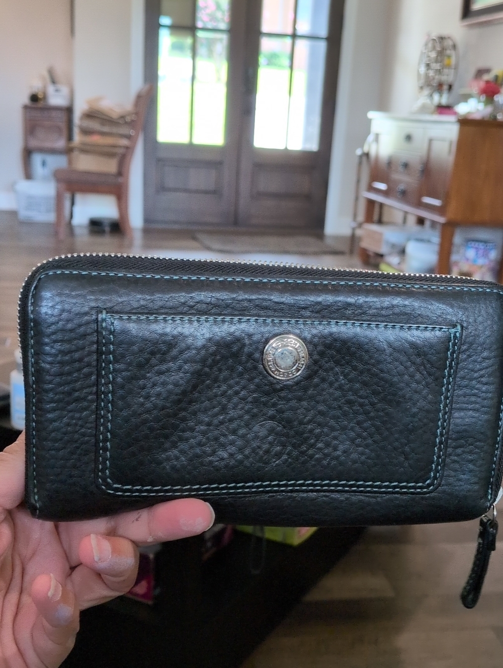 Coach Vintage Chelsea Pebbled Leather Zip-Around Accordion Wallet